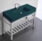 Green Console Sink With Chrome Base, Modern, 40